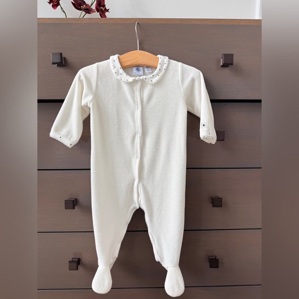 Petit Bateau Baby One-Piece with Peter Pan Collar 9M